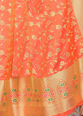 Orange Banarasi Art Silk Dupatta - Indian Silk House Agencies
