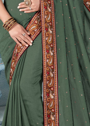 Teal Green Dupion Silk Saree With Blouse Piece - Indian Silk House Agencies