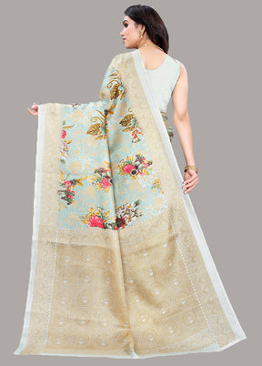 Blue Spun Silk Woven Saree With Blouse Piece - Indian Silk House Agencies