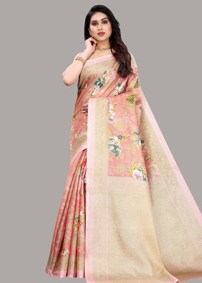 Pink Spun Silk Woven Saree With Blouse Piece - Indian Silk House Agencies