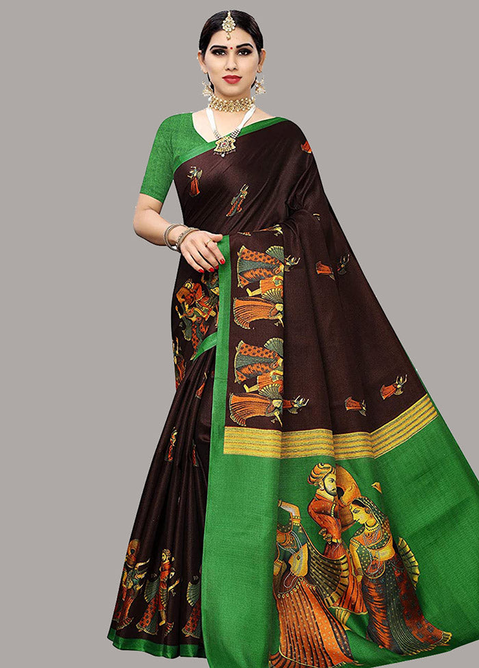 Brown Spun Silk Woven Saree With Blouse Piece - Indian Silk House Agencies