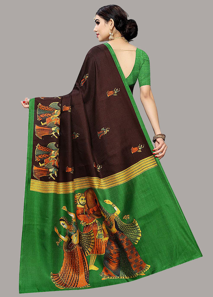 Brown Spun Silk Woven Saree With Blouse Piece - Indian Silk House Agencies