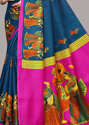Light Blue Spun Silk Woven Saree With Blouse Piece - Indian Silk House Agencies