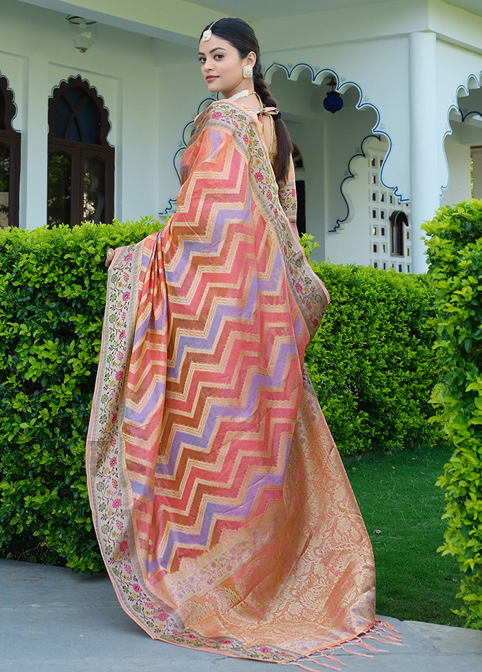 Pink Organza Saree With Blouse Piece - Indian Silk House Agencies