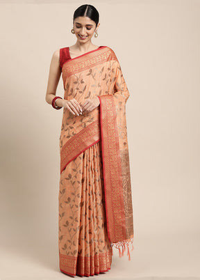 Orange Spun Silk Saree With Blouse Piece - Indian Silk House Agencies