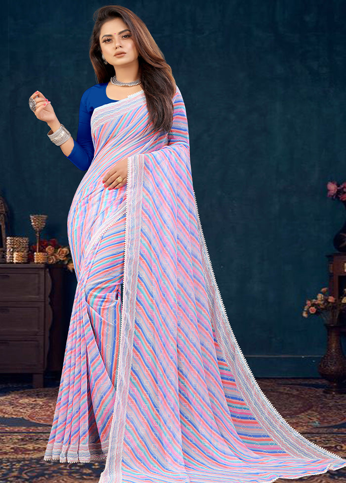 Light Purple Georgette Saree With Blouse Piece - Indian Silk House Agencies