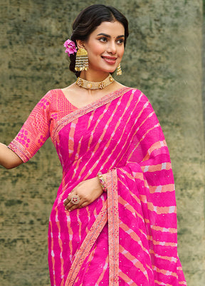 Magenta Chiffon Silk Saree With Blouse Piece - Indian Silk House Agencies