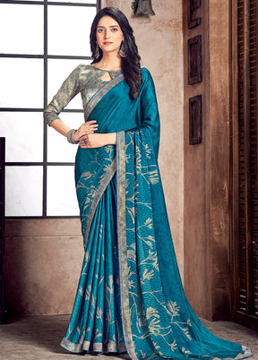 Blue Georgette Saree With Blouse Piece - Indian Silk House Agencies