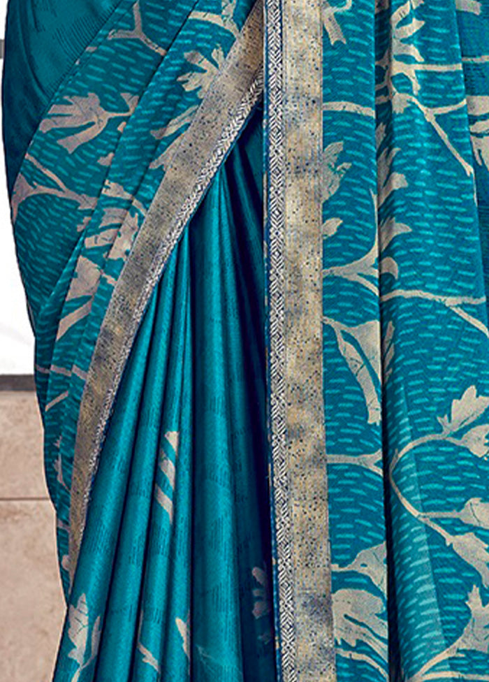 Blue Georgette Saree With Blouse Piece - Indian Silk House Agencies