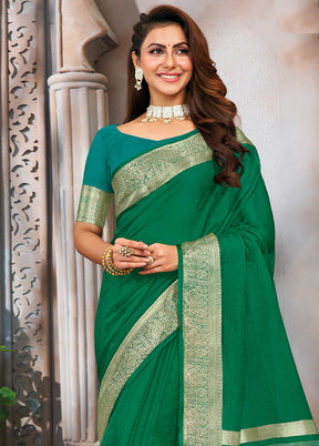 Green Organza Saree With Blouse Piece - Indian Silk House Agencies