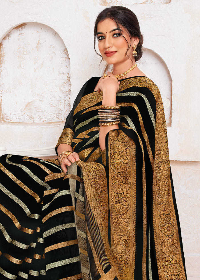 Black Organza Saree With Blouse Piece - Indian Silk House Agencies