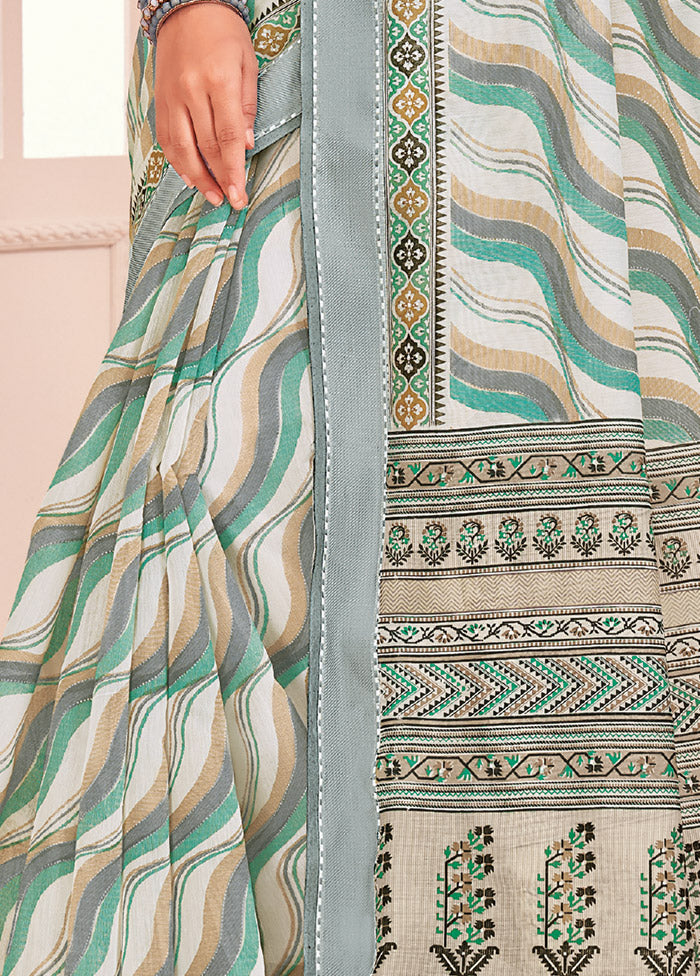 Multicolor Cotton Saree With Blouse Piece - Indian Silk House Agencies