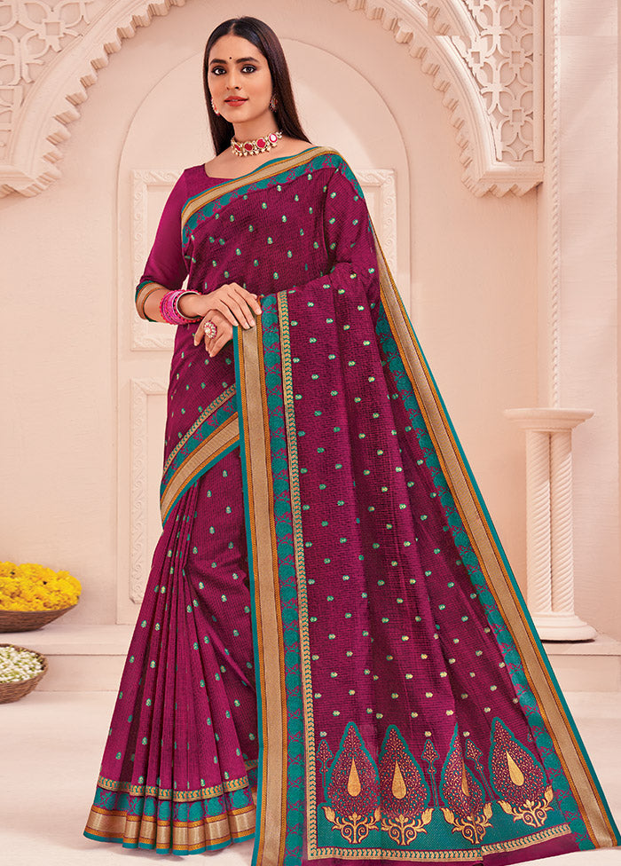 Rani Cotton Saree With Blouse Piece - Indian Silk House Agencies