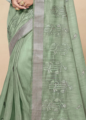 Sea Green Chanderi Silk Saree With Blouse Piece - Indian Silk House Agencies