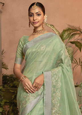 Sea Green Silk Saree With Blouse Piece - Indian Silk House Agencies