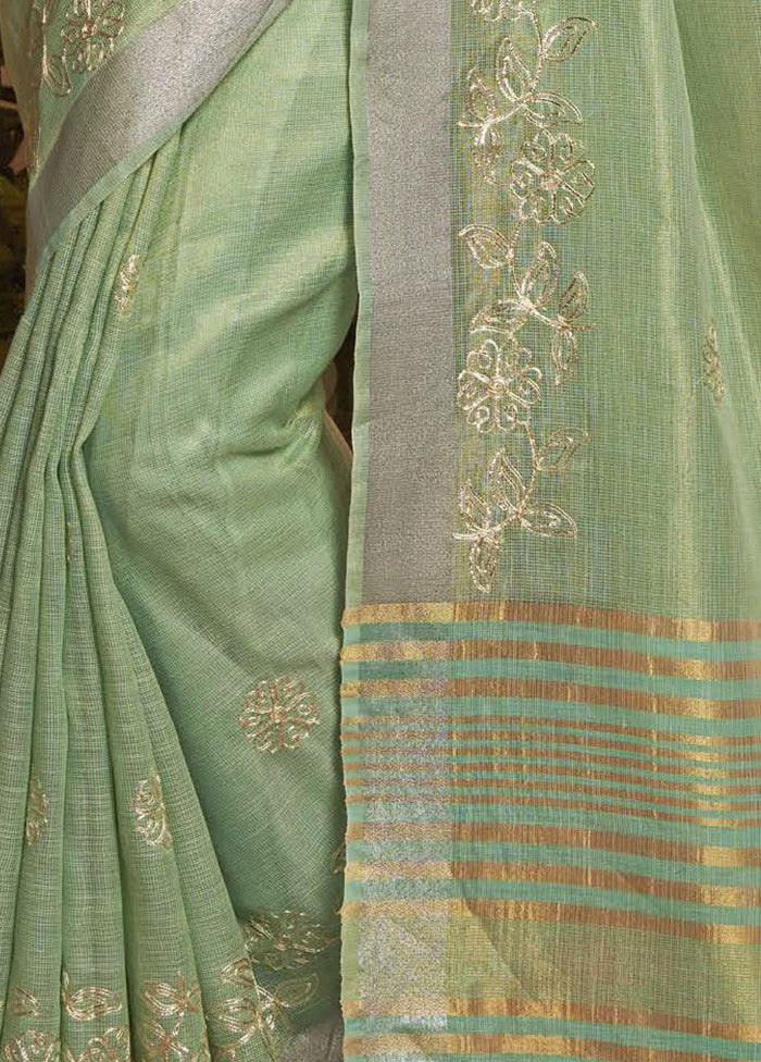 Sea Green Silk Saree With Blouse Piece - Indian Silk House Agencies