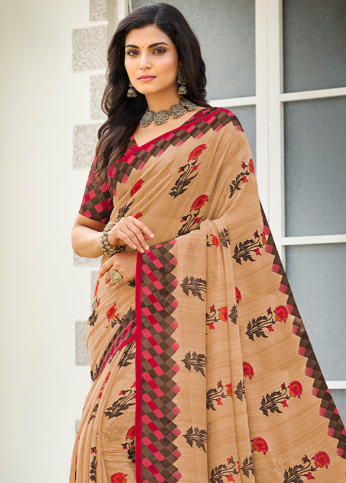 Off White Georgette Saree With Blouse Piece - Indian Silk House Agencies
