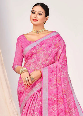 Magenta Cotton Saree With Blouse Piece - Indian Silk House Agencies