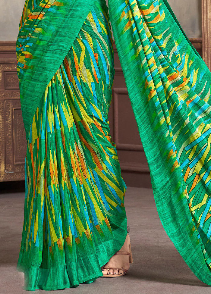 Multicolor Chiffon Silk Saree With Blouse Piece - Indian Silk House Agencies