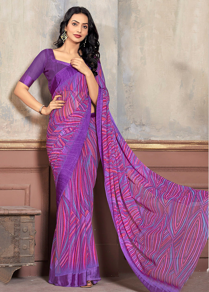 Multicolor Chiffon Silk Saree With Blouse Piece - Indian Silk House Agencies