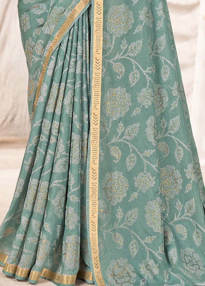 Sea Green Dupion Silk Saree With Blouse Piece - Indian Silk House Agencies