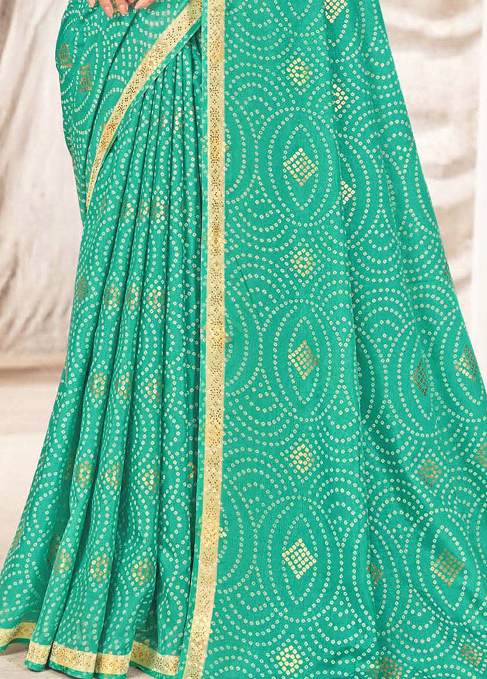 Turquoise Dupion Silk Saree With Blouse Piece - Indian Silk House Agencies