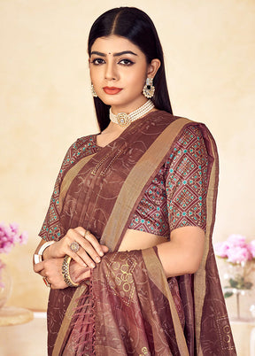 Brown Dupion Silk Saree With Blouse Piece - Indian Silk House Agencies