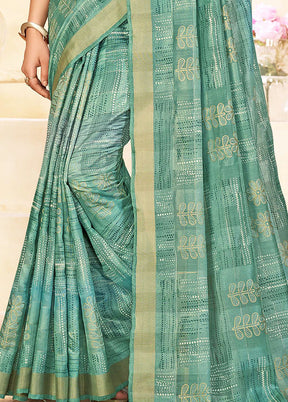 Sea Green Dupion Silk Saree With Blouse Piece - Indian Silk House Agencies