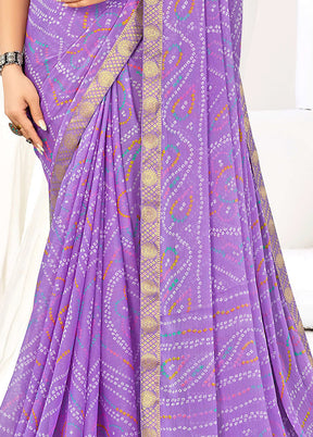 Light Purple Chiffon Silk Saree With Blouse Piece - Indian Silk House Agencies