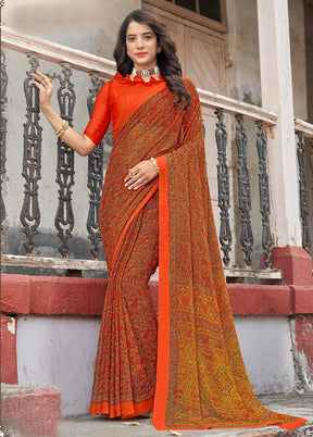 Maroon Chiffon Silk Saree With Blouse Piece - Indian Silk House Agencies