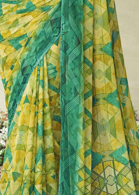 Sea Green Chiffon Silk Saree With Blouse Piece - Indian Silk House Agencies