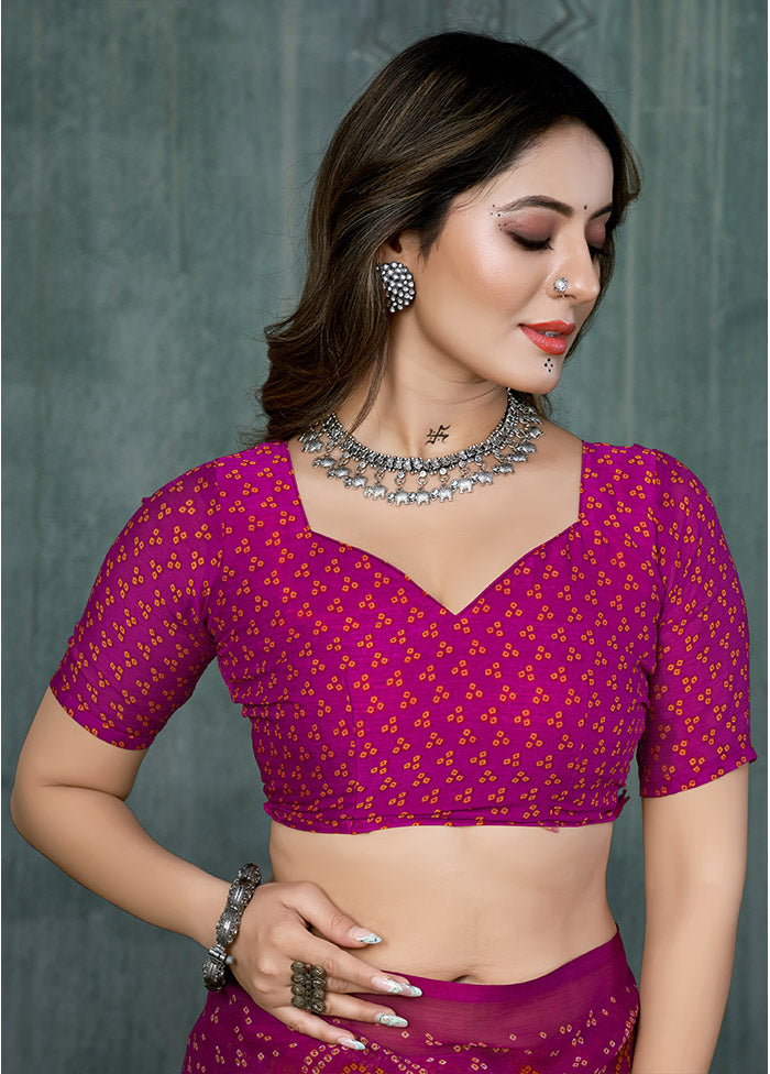 Purple Chiffon Silk Saree With Blouse Piece - Indian Silk House Agencies