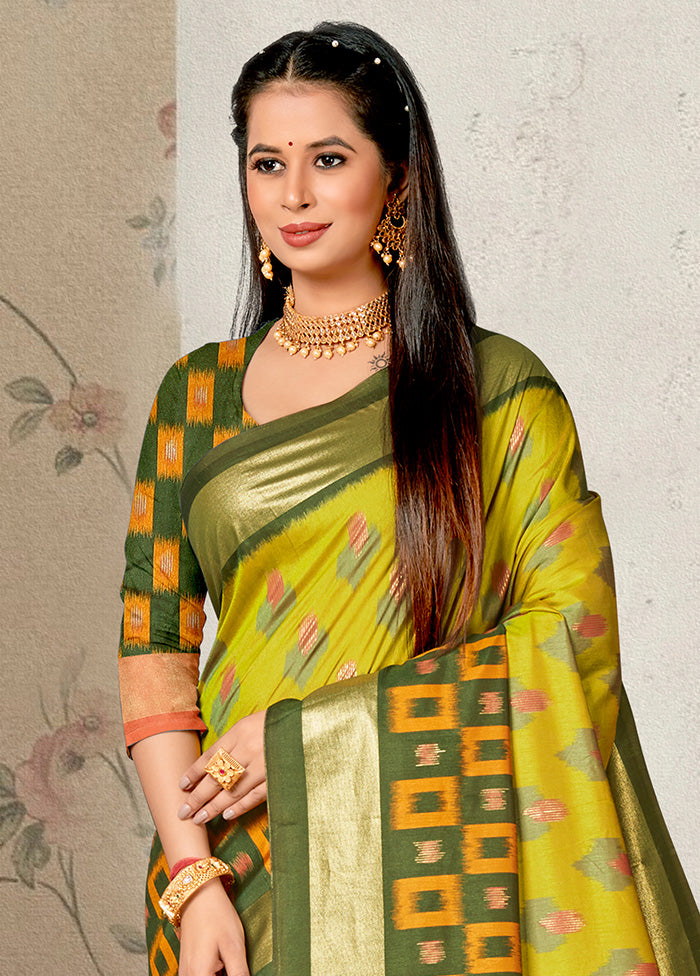 Lemon Dupion Silk Saree With Blouse Piece - Indian Silk House Agencies