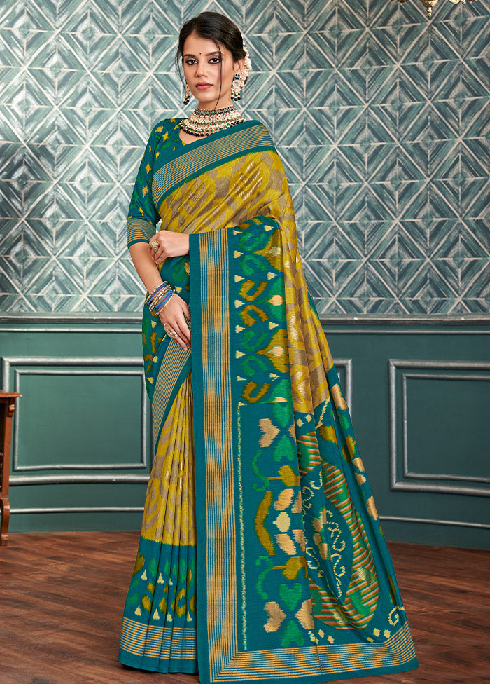 Mustard Dupion Silk Saree With Blouse Piece - Indian Silk House Agencies