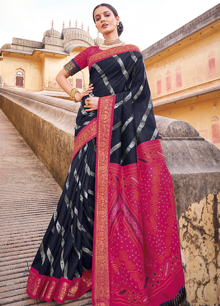 Black Cotton Saree With Blouse Piece - Indian Silk House Agencies