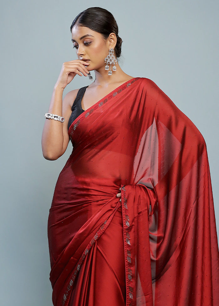 Maroon Chiffon Silk Saree With Blouse Piece - Indian Silk House Agencies