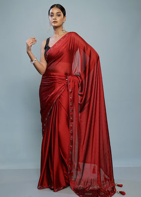 Maroon Chiffon Silk Saree With Blouse Piece - Indian Silk House Agencies