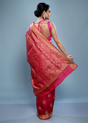 Pink Dupion Silk Saree With Blouse Piece - Indian Silk House Agencies