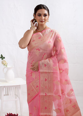 Pink Kora Silk Saree With Blouse Piece - Indian Silk House Agencies