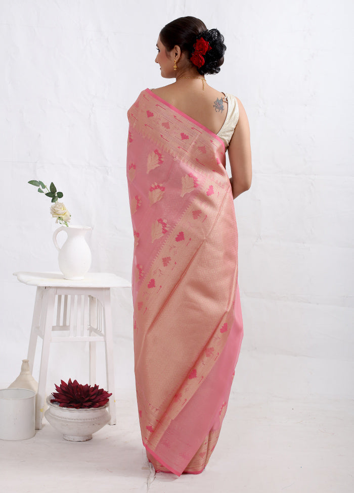 Pink Kora Silk Saree With Blouse Piece - Indian Silk House Agencies