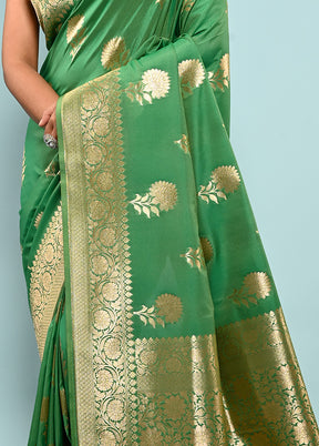 Green Uppada Silk Saree With Blouse Piece - Indian Silk House Agencies