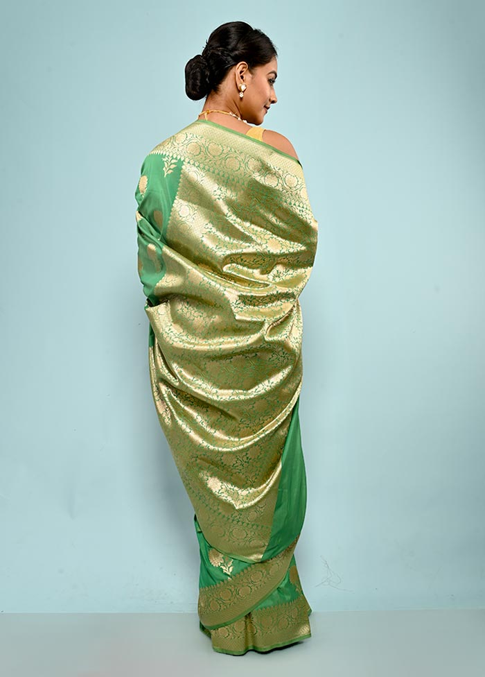 Green Uppada Silk Saree With Blouse Piece - Indian Silk House Agencies