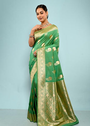 Green Uppada Silk Saree With Blouse Piece - Indian Silk House Agencies