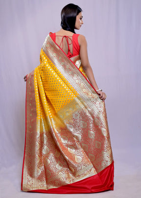 Yellow Banarasi Silk Saree With Blouse Piece - Indian Silk House Agencies