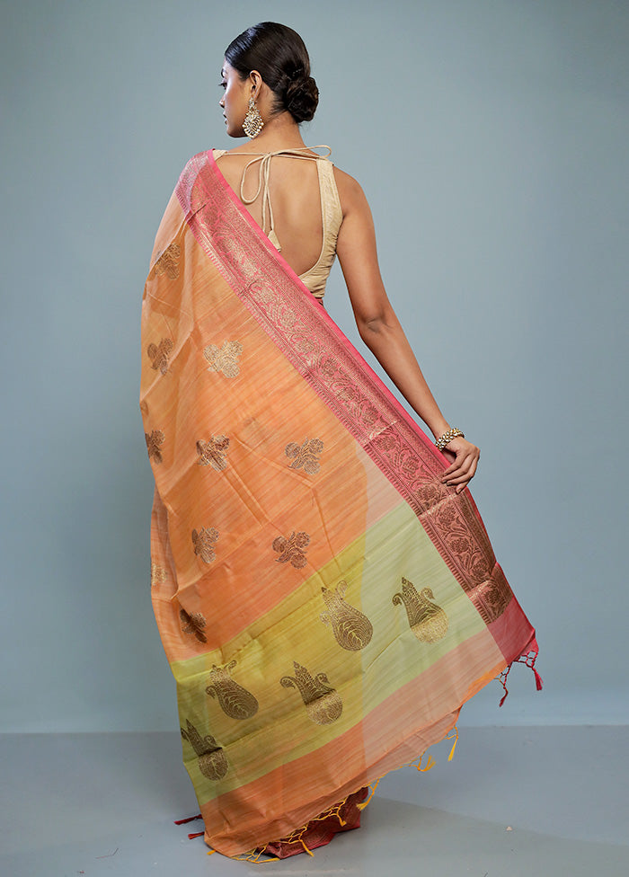 Rust Kora Silk Saree With Blouse Piece - Indian Silk House Agencies