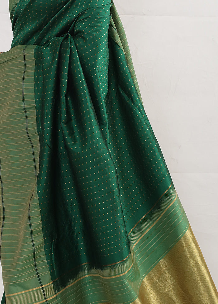 Green Kanjivaram Silk Saree With Blouse Piece - Indian Silk House Agencies