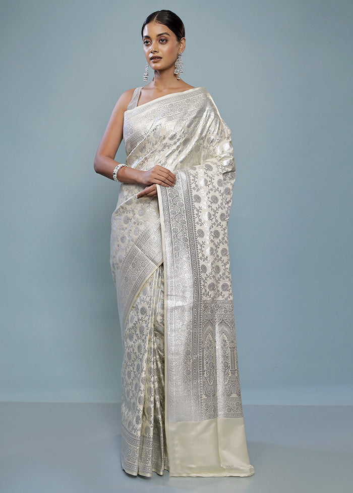 Grey Banarasi Silk Saree With Blouse Piece - Indian Silk House Agencies