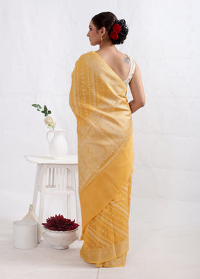 Yellow Cotton Saree With Blouse Piece - Indian Silk House Agencies