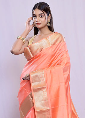 Rust Kanjivaram Pure Silk Saree With Blouse Piece - Indian Silk House Agencies