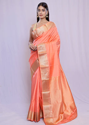 Rust Kanjivaram Pure Silk Saree With Blouse Piece - Indian Silk House Agencies